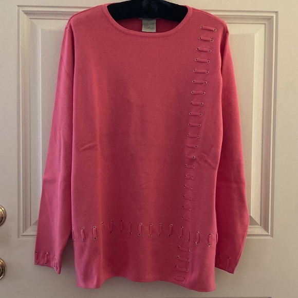 Bradley Bayou Long Sleeve Tunic Sweater/Grommets/Salmon/Size Large/NEW! - Picture 1 of 3